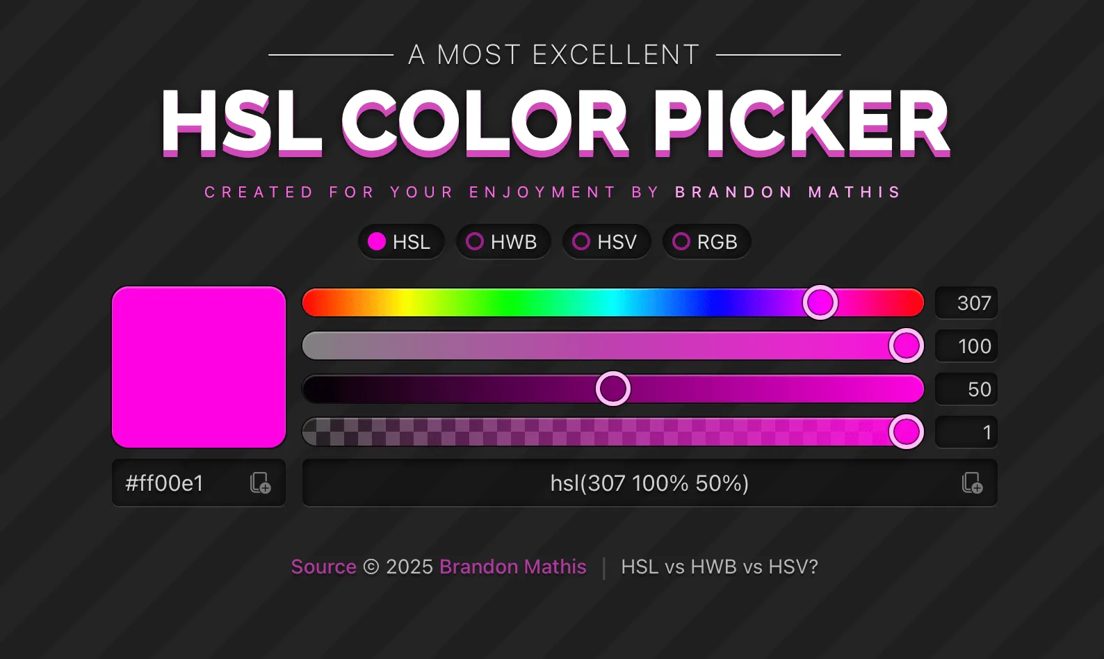 Screenshot of HSL Color Picker